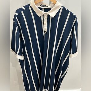 Navy and Cream Striped Men's Shirt